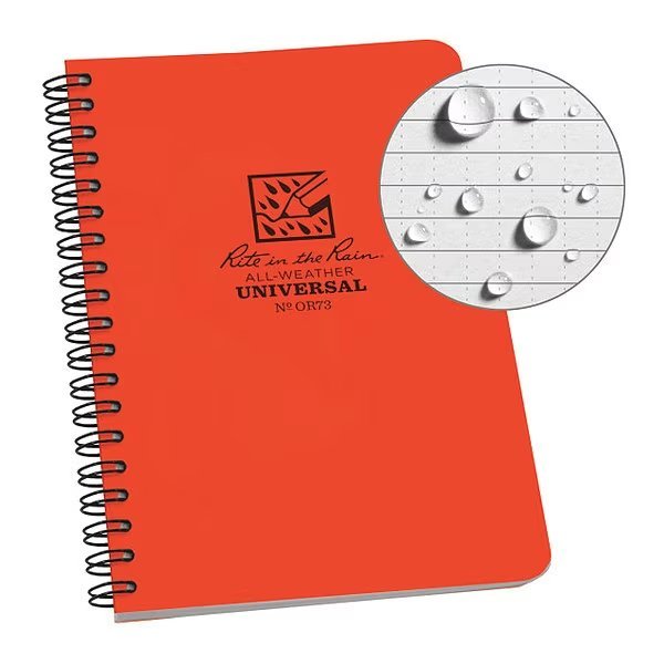 Notebook, Polydura, 4-5/8" x 7" Size, Rite In The Rain, Mfr#: OR73