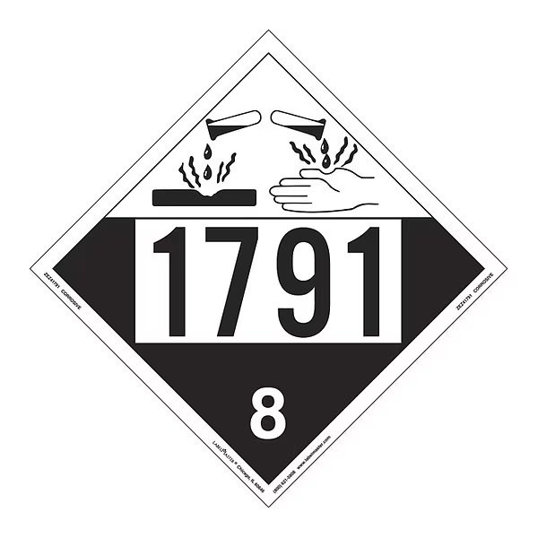 Corrosive Placard, UN 1791, PK25, Labelmaster, Mfr#: ZEZ41791