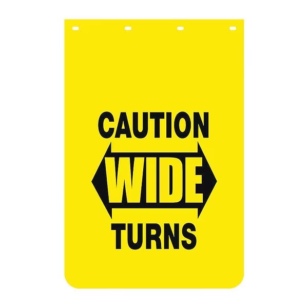 Mudflap, Caution Wide Turns, 24" x 36", PK2, 2 PK, Buyers Products, Mfr#: B2436YC