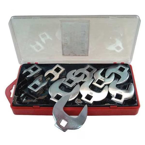 3/8" Drive Crowsfoot Wrench Set, SAE, 3/8in, 11 pcs., SAE, Open End, Full Polish, V-8 Tools, Mfr#: 7711
