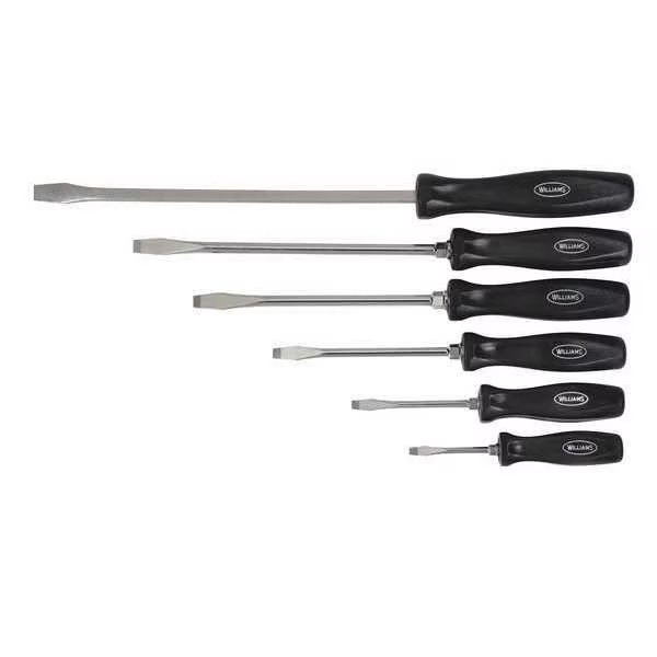 Williams Slotted Screwdriver Set, 6pcs., Williams, Mfr#: 100P-6SD