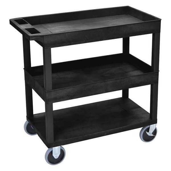 High Capacity, (2) Tubs, 1 Flat Shelf Cart, 3 Shelves, 500 lb., Luxor, Mfr#: EC112HD-B