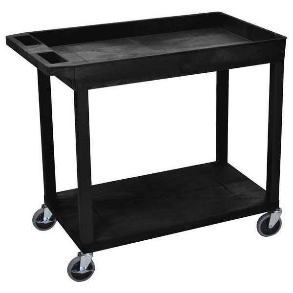 Cart, 1 Tub n 1 Flat Shelf, 18"x32", High Density Polyethylene (Shelf), Polyvinyl Chloride (Leg), Luxor, Mfr#: EC12-B