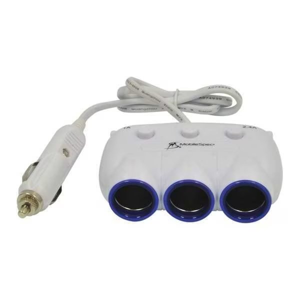 Adapter with 2 USB Ports, 3-Way, 12V, Mobilespec, Mfr#: MS312USBBLW