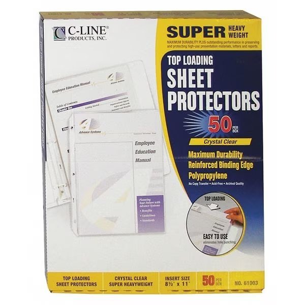 Page Protector, Poly, Clear, PK50, C-Line Products, Mfr#: 61003