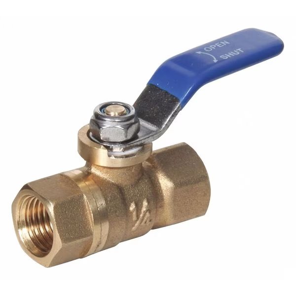 Mini Brass Ball Valve, 1/4 in FPT, 600 PSI, Vinyl Grip Lever Handle, Midwest Control, Mfr#: MFBV-25