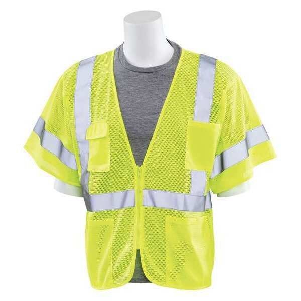 Safety Vest, Mesh, Hi-Viz, Lime, 4XL, Size: 4Xl, Erb Safety, Mfr#: 61892