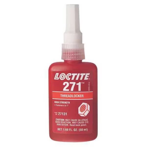 Threadlocker, LOCTITE 271, Red, High Strength, Liquid, 50 mL Bottle, Loctite, Mfr#: 135381