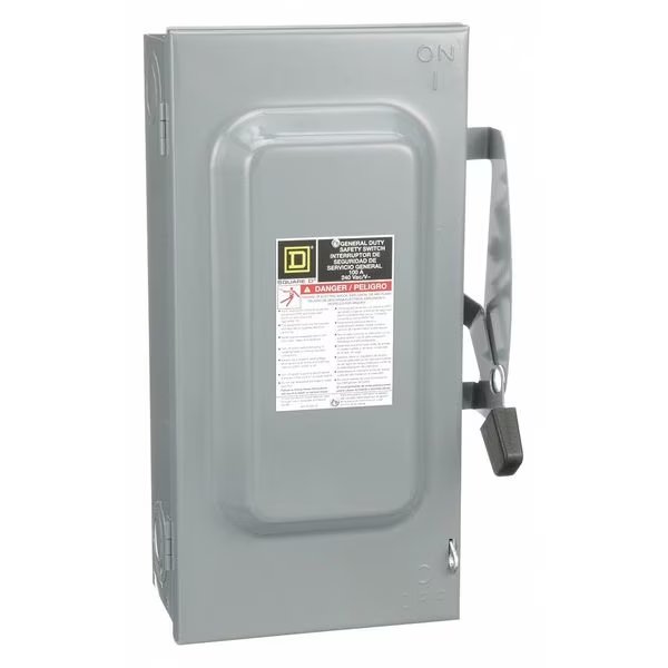 Fusible Safety Switch, General Duty, 240V AC, 2PST, 100 A, NEMA 1, Square D, Mfr#: D223N