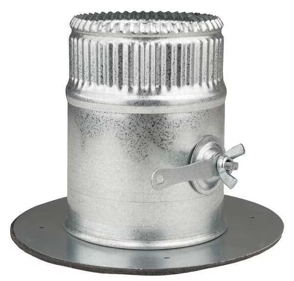 Collar W/Damper, 4 in Duct Dia, Galvanized Steel, 26 GA, 6 in W x, Greenseam, Mfr#: GR6POCR4GA26D