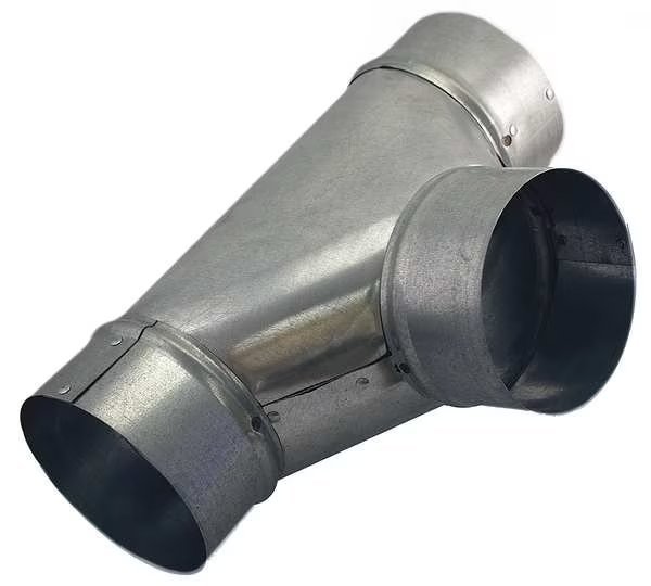 Round Tee, 6 in Duct Dia, Galvanized Steel, 24 GA, 6 in W, 13" L, 9 1/2 in H, Greenseam, Mfr#: GRFTJ6GA24