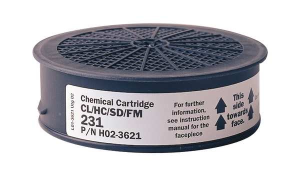 Cartridge, CL, HC, SD, FM, White, 4 PK, NIOSH 42 CFR 84, Sundstrom Safety, Mfr#: SR 231