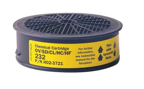 Cartridge, OV, SD, CL, HC, HF, Yellow, 4 PK, NIOSH 42 CFR 84, Sundstrom Safety, Mfr#: SR 232