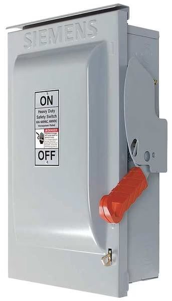 Fusible Safety Switch, Heavy Duty, 600V AC, 3PST, 60 A, NEMA 3R, Siemens, Mfr#: HF362NR