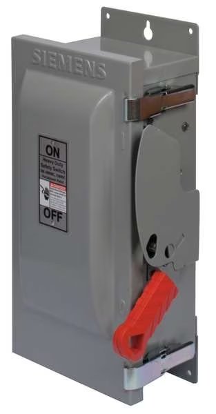 Fusible Safety Switch, Heavy Duty, 240V AC, 3PST, 60 A, NEMA 1, Siemens, Mfr#: HF322N