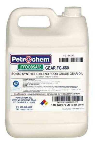 1 gal Gear Oil Can 680 ISO Viscosity, 140 SAE, Clear, Petrochem, Mfr#: FOODSAFE GEAR FG-680-001
