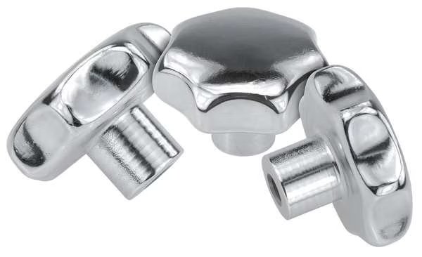Star Grip, Form: D, Tapped and Drilled, DIN 6336, D=5/16-18, D1= 40, H=26, Stainless Steel Polished, Kipp, Mfr#: K0150.440A32