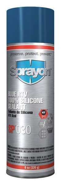 Mildew and Water Resistant RTV Silicone Sealant, 8 oz, Blue, Temp Range -80 to 450 Degrees F, Sprayon, Mfr#: S00030000