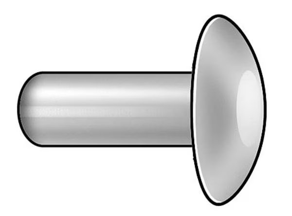 Solid Rivet, Brazier Head, 0.1875 in Dia., 0.375 in L, Aluminum Body, 100 PK, EnjoyTool Select, Mfr#: 55A0606-EA-100