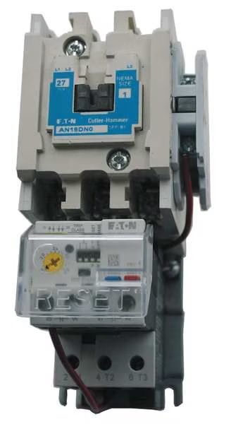 Nonreversing NEMA Magnetic Motor Starter, No Enclosure NEMA Rating, 120V AC, 3 Poles, 1NO, Eaton, Mfr#: AN19DN0A5E020