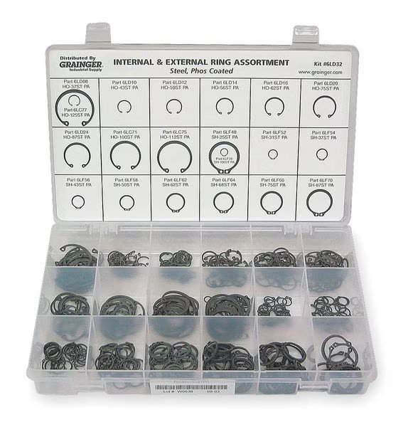 Internal and External Retaining Ring Assortment, Steel, Phosphate Finish, 20 Sizes, EnjoyTool Select, Mfr#: RCIX37100STPA