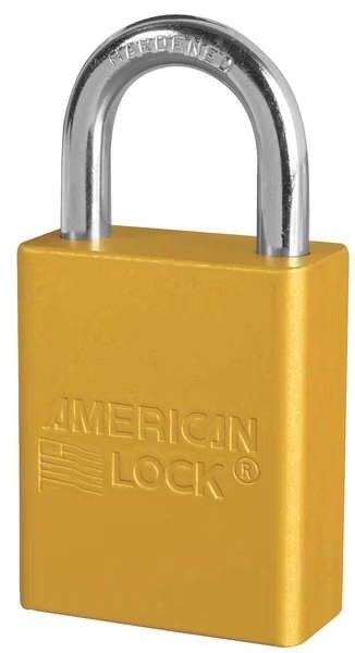 Lockout Padlock, KA, Yellow, 1-7/8"H, PK12, American Lock, Mfr#: A1105KAS12YLW
