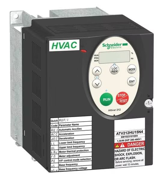 Variable Frequency Drive, 3 HP, 400-480V, Altivar 212 AC Drive, Schneider Electric, Mfr#: ATV212HU22N4