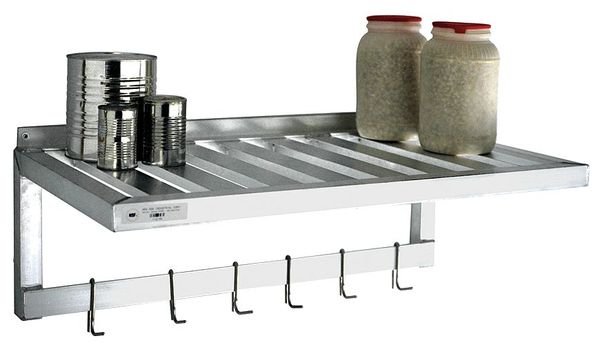 Aluminum Wall Shelf, 20"D x 36"W x 13-1/2"H, Silver, New Age, Mfr#: 1121PR