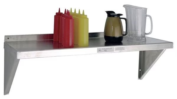 Aluminum Wall Shelf, 15"D x 60"W x 13-1/4"H, Silver, New Age, Mfr#: 94249