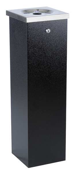 Cigarette Receptacle, 1-3/4 gal., Black, No Butts Bin Co, Mfr#: FLT04