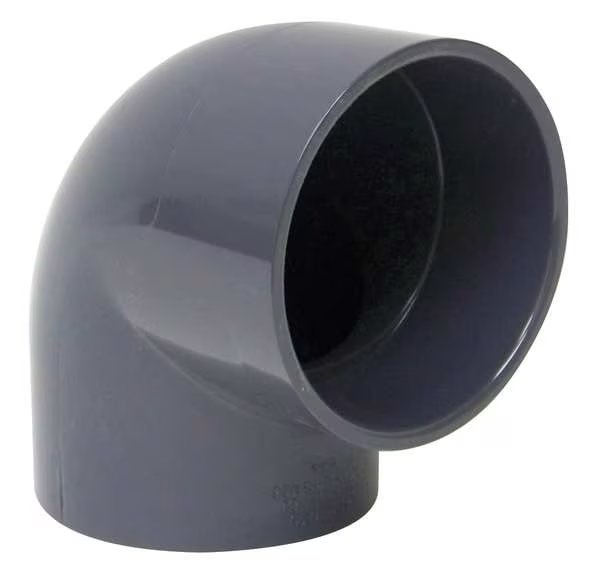 90 Degree Elbow, 4 in Duct Dia, Type I PVC, 4-1/2" L, Plastic Supply, Mfr#: PVCEA04