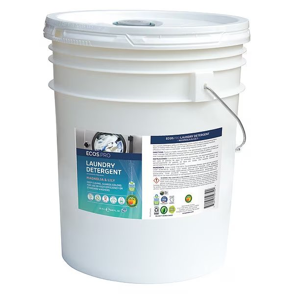 Laundry Detergent, High Efficiency (HE), Liquid, Bucket, 5 Gal, 320 Loads, Magnolia/Lily Fragrance, Ecos Pro, Mfr#: PL9750/05