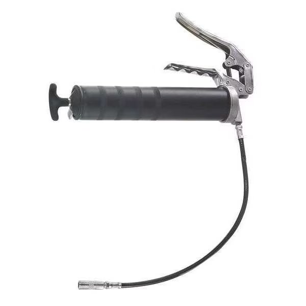 Grease Gun, Pistol Grip Handle, Flex Hose, 56 Strokes per oz, Bulk/Cartridge, Black, Lincoln, Mfr#: G113