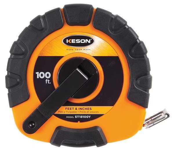 100 ft Tape Measure, 3/8 in Blade, Keson, Mfr#: ST18100Y