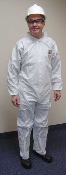 Collared Disposable Coveralls, 25 PK, White, Microporous Fabric, Zipper, International Enviroguard, Mfr#: 8013-XL