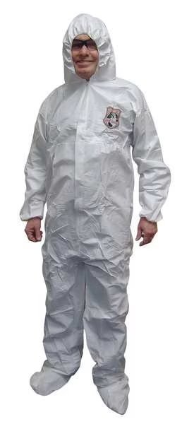 Hooded Disposable Coveralls, 25 PK, White, Fabric, Zipper, International Enviroguard, Mfr#: 8019-L