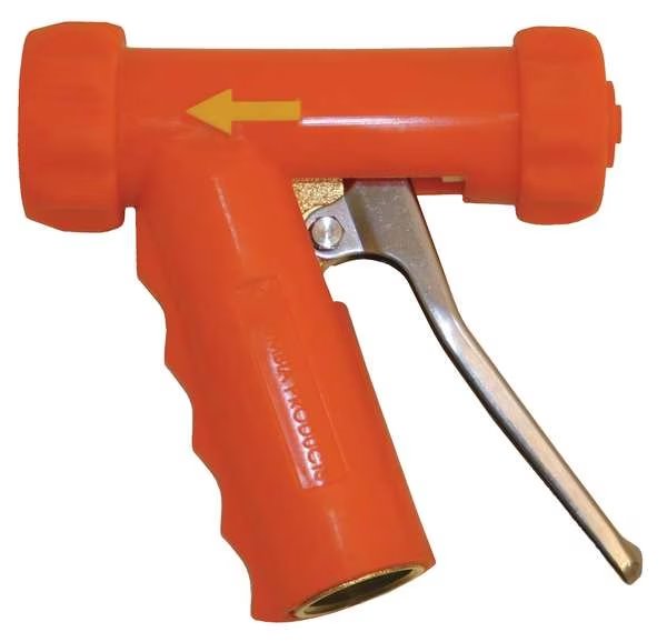 Pistol Grip Water Nozzle, 3/4" Female, 150 psi, 7 gpm, Safety Orange, Sani-Lav, Mfr#: N1