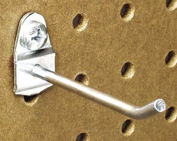Single Rod Pegboard Hook, 2-1/2 in L, 1-1/2 in H, 3/4 in W, Circle, Steel, Silver, Triton Products, Mfr#: 71313