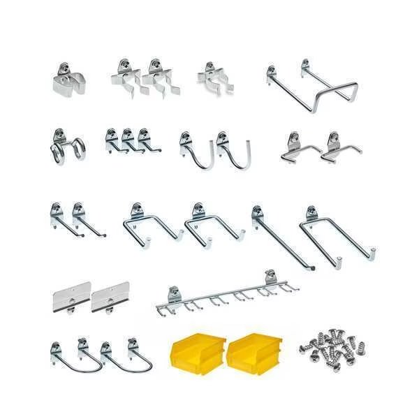 26 pc. Steel Pegboard Hook & Bin Assortment for 1/8 In. and 1/4 In. Pegboard (24 Asst Hooks & 2 Bins), Triton Products, Mfr#: 76901