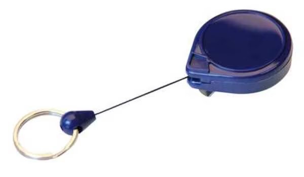 ID Card Retractor, Split Ring Type, 3/4 in Ring Size, Blue, Key-Bak, Mfr#: 0052-005