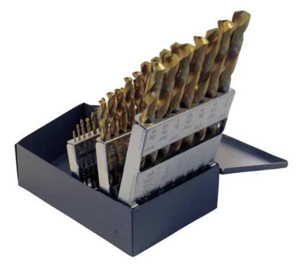 29PC 135° Heavy-Duty Jobber Length Drill Set Chicago-Latrobe 150ASP-TN TiN HSS 1/16-1/2x1/64, Chicago-Latrobe, Mfr#: 41800