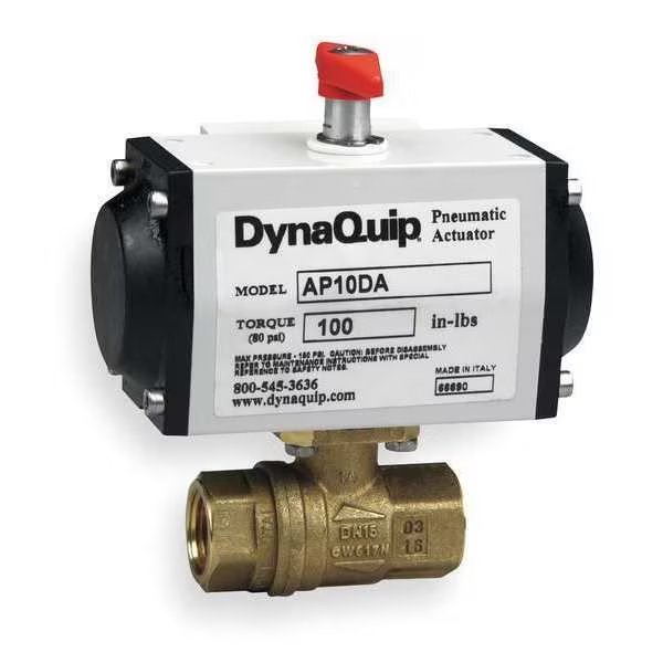 1-1/2" FNPT Brass Pneumatic Ball Valve Inline, Dynaquip Controls, Mfr#: PHH27ATDA063A