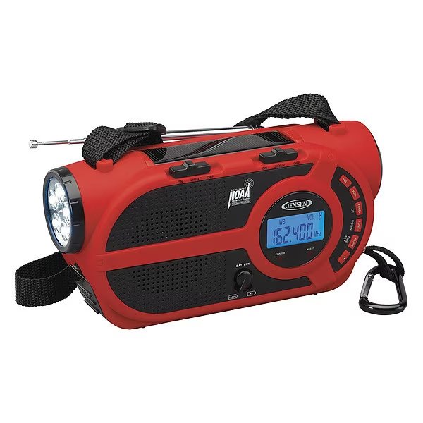 Portable Weather Radio, Color Red, Jensen, Mfr#: JEP-650