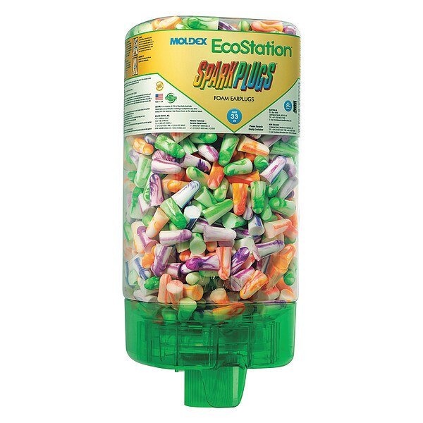 Disposable Uncorded Ear Plugs with Dispenser, Bullet Shape, 33 dB, 500 Pairs, Assorted Colors, Moldex, Mfr#: 6703