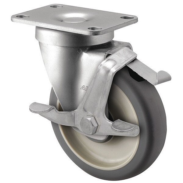 5" X 1-1/4" Non-Marking Polyurethane Swivel Caster, Face Contact Brake, Loads Up To 250 lb, Albion, Mfr#: P2XA05031SF