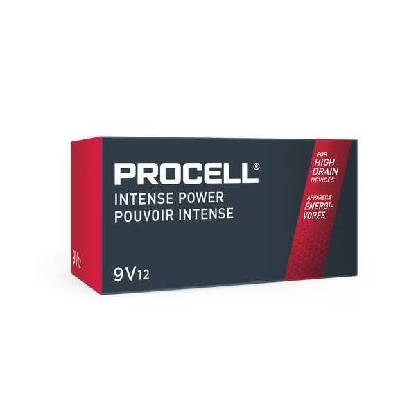 Procell Intense 9V Alkaline Battery, 9V DC, 12 Pack, Procell, Mfr#: PX1604