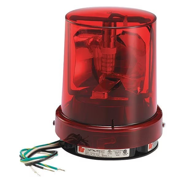 Warning Light, Red, LED, 5-1/8" D, 6-1/4" H, Vitalite, Mfr#: 121SLED-120R-M1