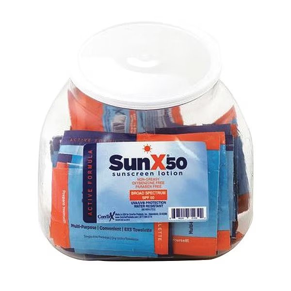 Sunscreen, 0.25 oz, Packet, 50 SPF, PK50, Sunx, Mfr#: 18-922G