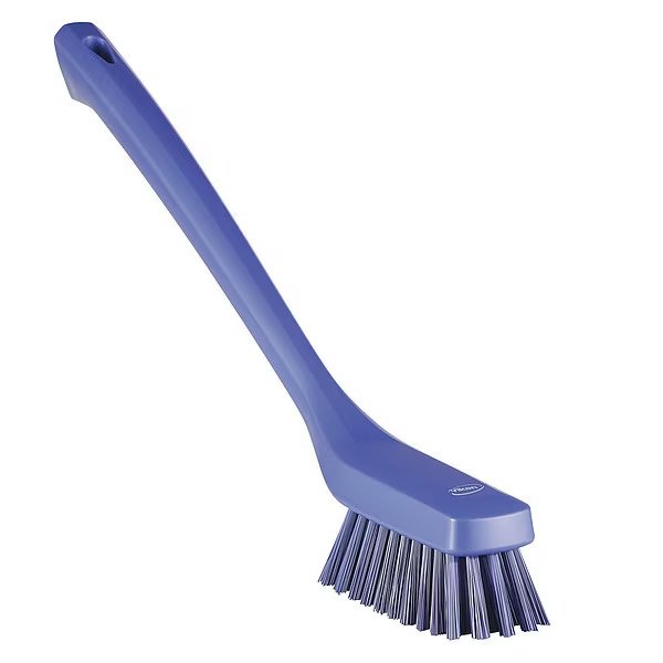 1 73/100 in W Scrub Brush, Stiff, 12 in L Handle, 4 33/100 in L Brush, Purple, Plastic, Remco, Mfr#: 41858