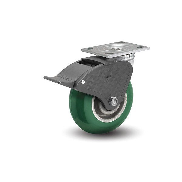 8" X 2" Non-Marking Polyurethane Round Swivel Caster, Total Lock Brake, Loads Up To 1250 lb, Albion, Mfr#: 16PM08228ST